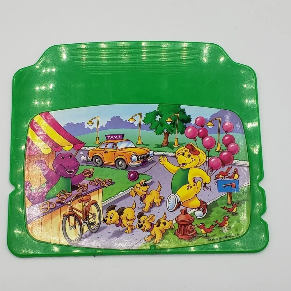 Vintage Barney The Purple Dinosaur Interactive Laptop Mattel W/4 Cartridges Rare